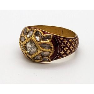 18kt Yellow Gold Mughal Rose Cut Diamond Ring